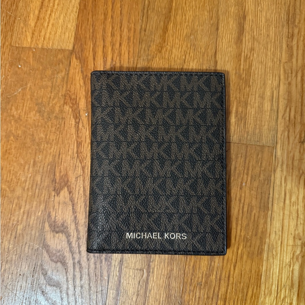 Michael Kors Black and Brown Card Passport Holder